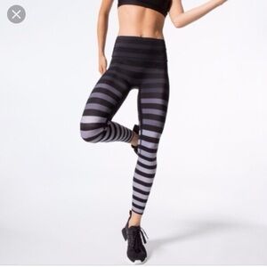 K-Deer Sneaker Length Striped Black and Gray Leggings